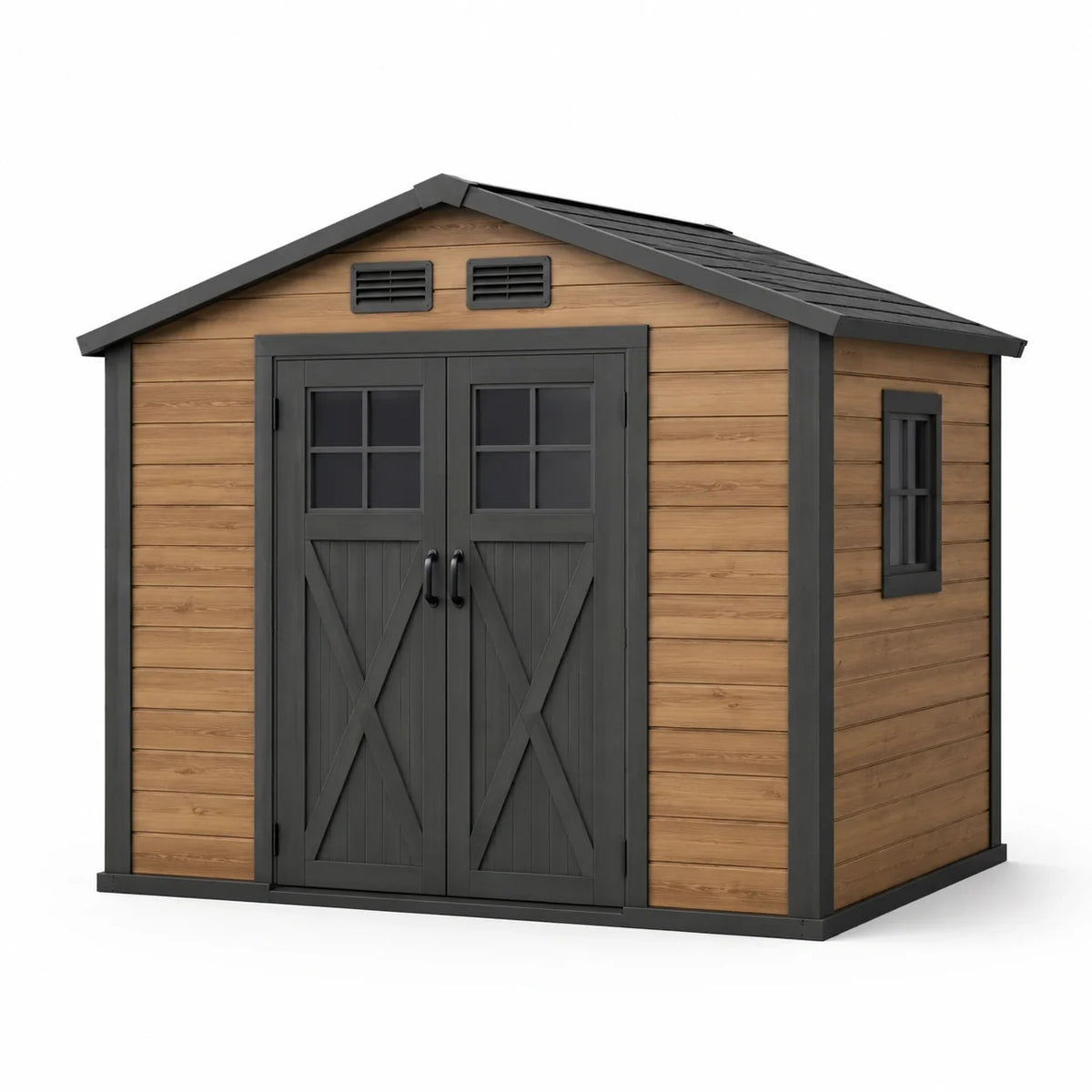 Abri de jardin en bois et métal 230x220x252cm brun/noir - 2026