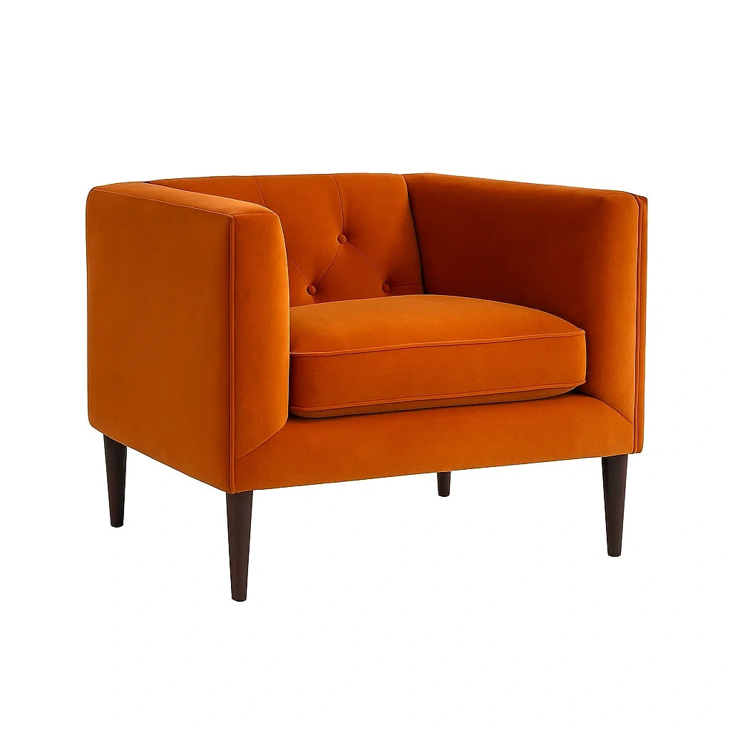Fauteuil en velours terracotta avec pieds en bois - 2026