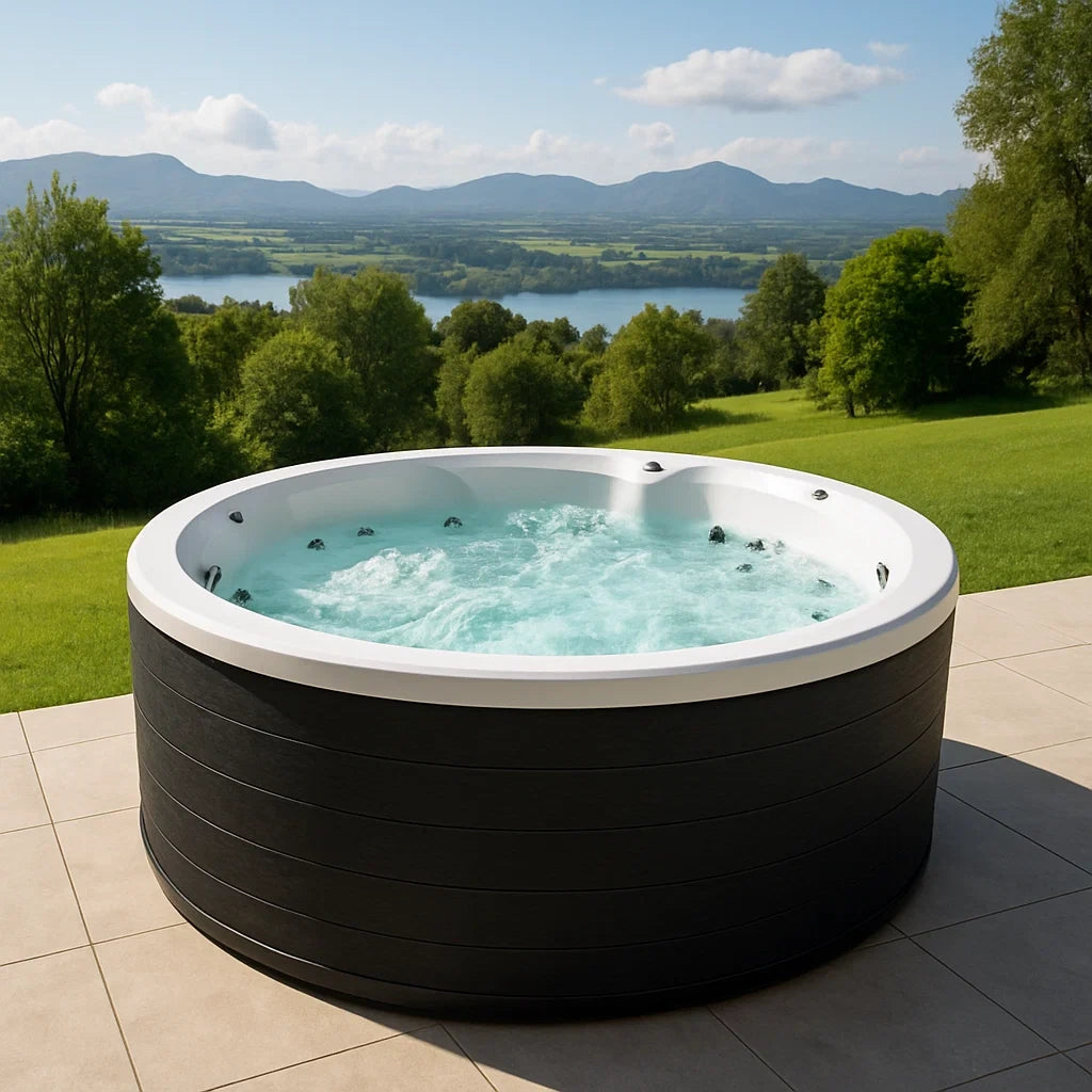 Jacuzzi Rond Extérieur 8 Buses Acrylique Noir/Blanc Ø200cm - 2026