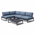 Salon de jardin d’angle en aluminium bleu avec coussins en polyester - 2026