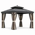Pavillon de jardin en bois et métal avec rideaux en polyester 3x3m - 2026