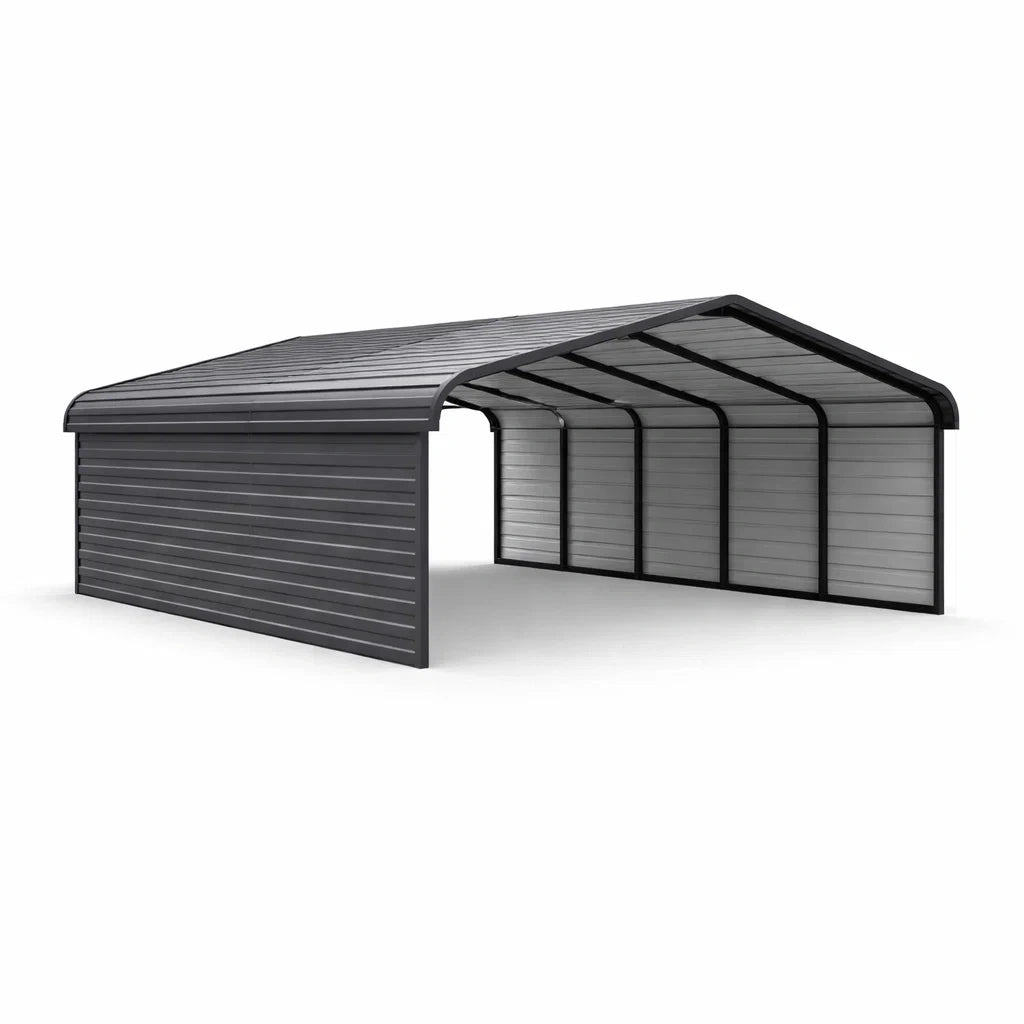 Abri de voiture en acier galvanisé anthracite - 2026