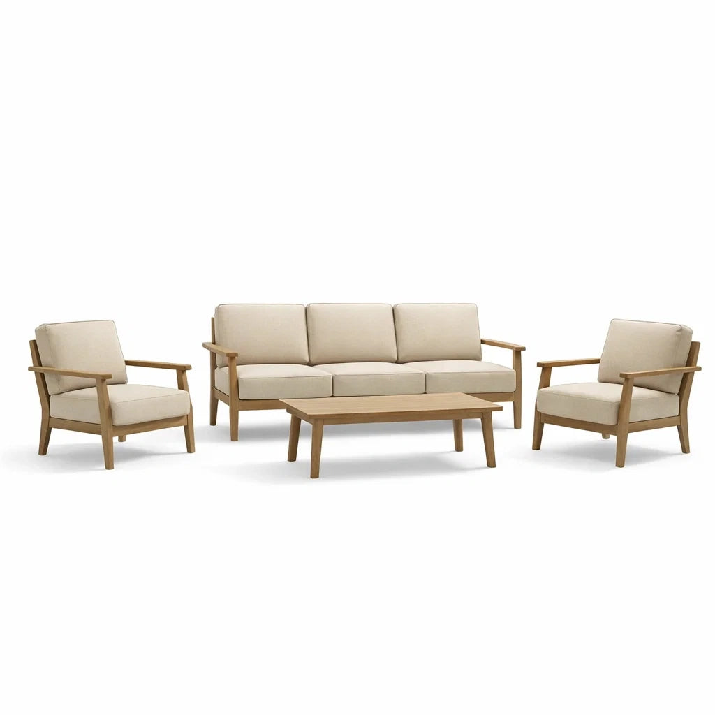 Ensemble de salon bois et polyester Beige - 2026
