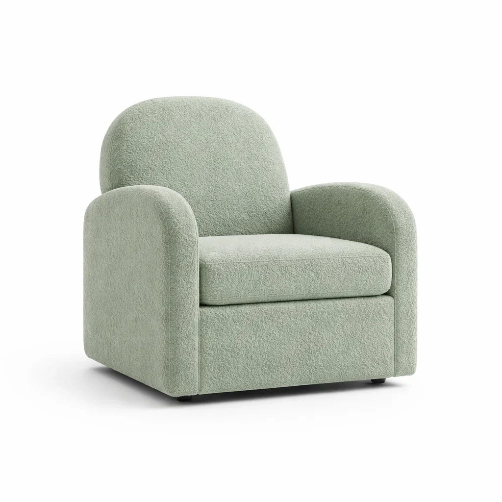 Fauteuil tissu polyester vert avec accoudoirs arrondis - 2026