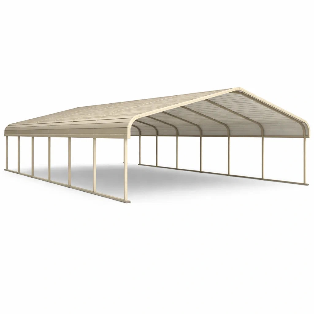 Abri de voiture en métal beige 9x5x3 m - 2026