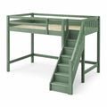 Lit mezzanine en bois avec escalier vert - 2026