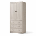 Armoire en bois composite beige avec portes et tiroirs - 2026