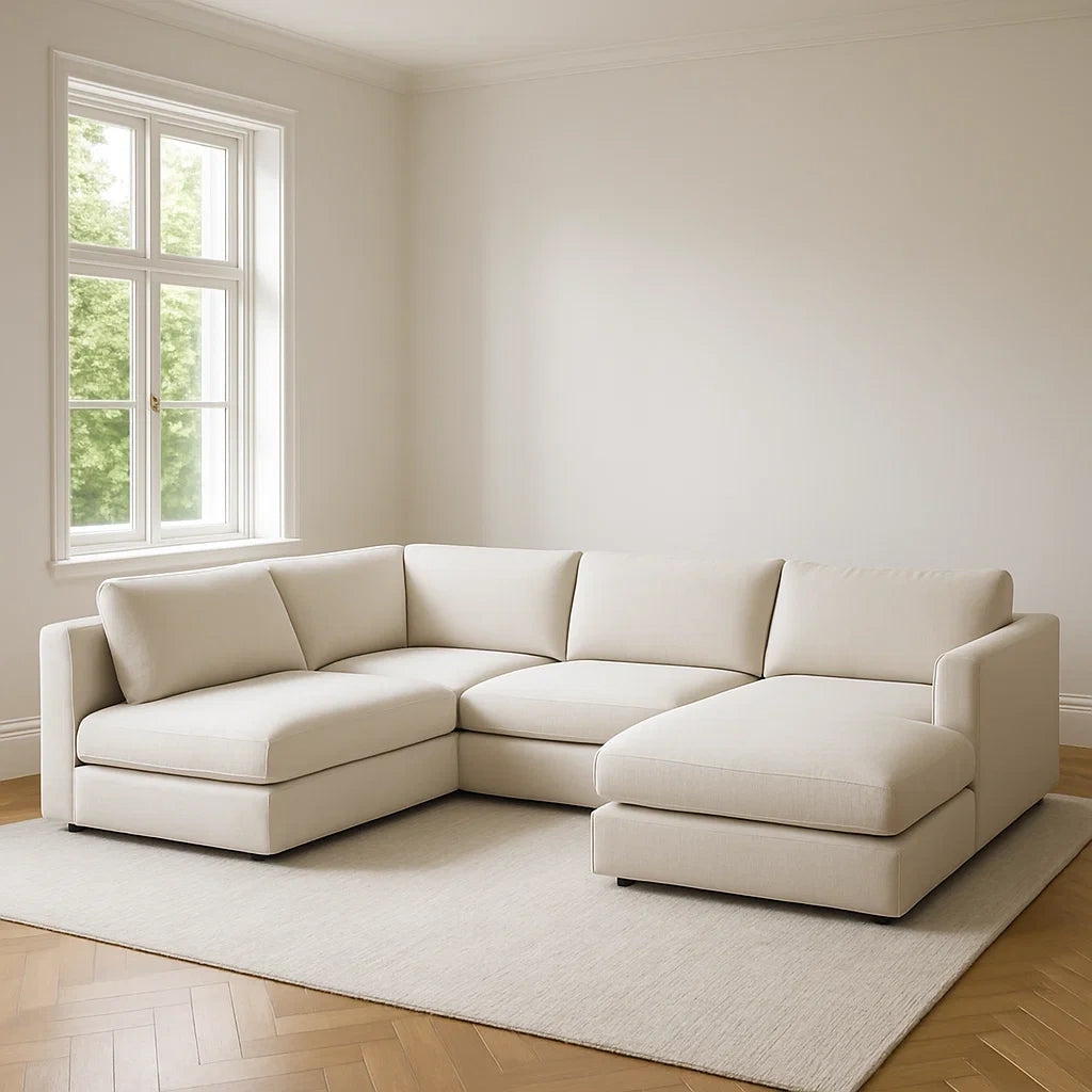 Ensemble de canapé modulable canapé d'angle modulable tissu beige - 2026