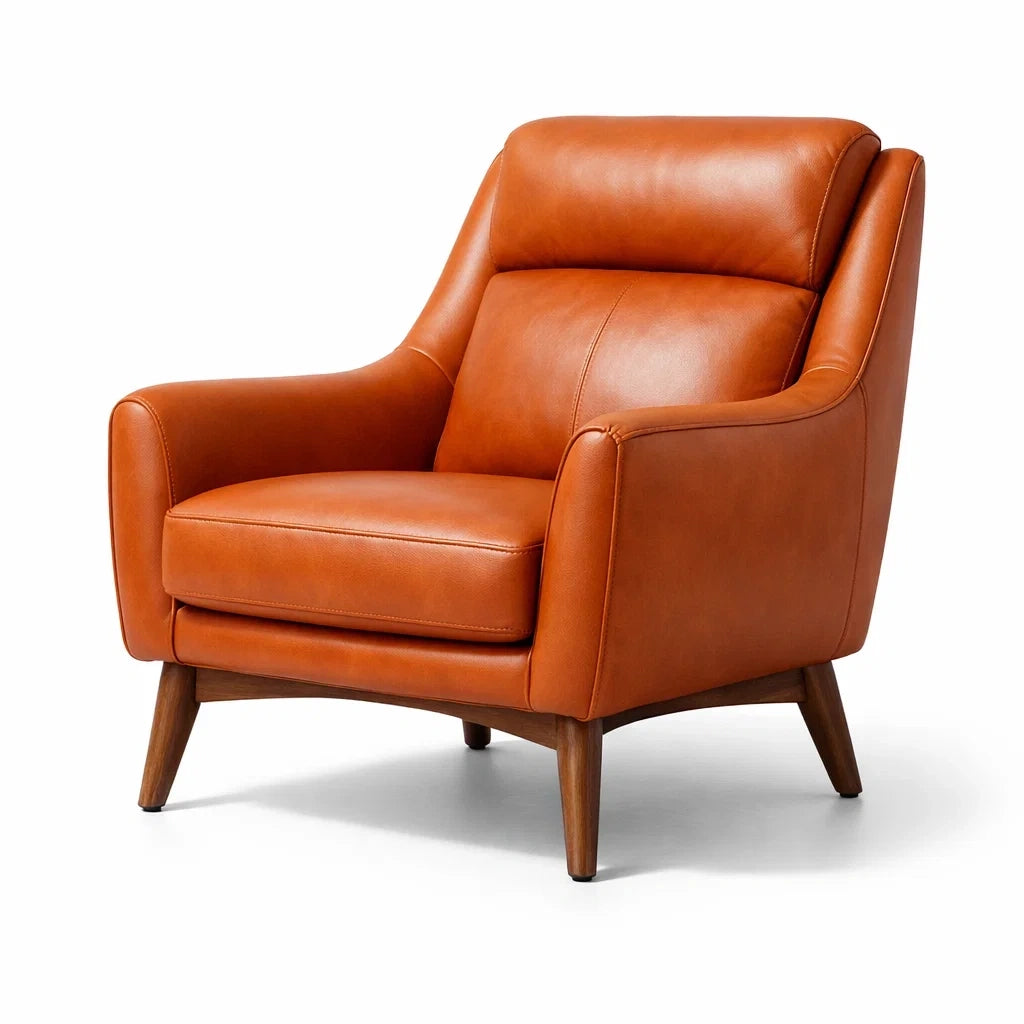Fauteuil en cuir pleine fleur marron - 2026