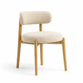 Chaise de salle à manger en chêne avec tissu bouclé beige - 2026
