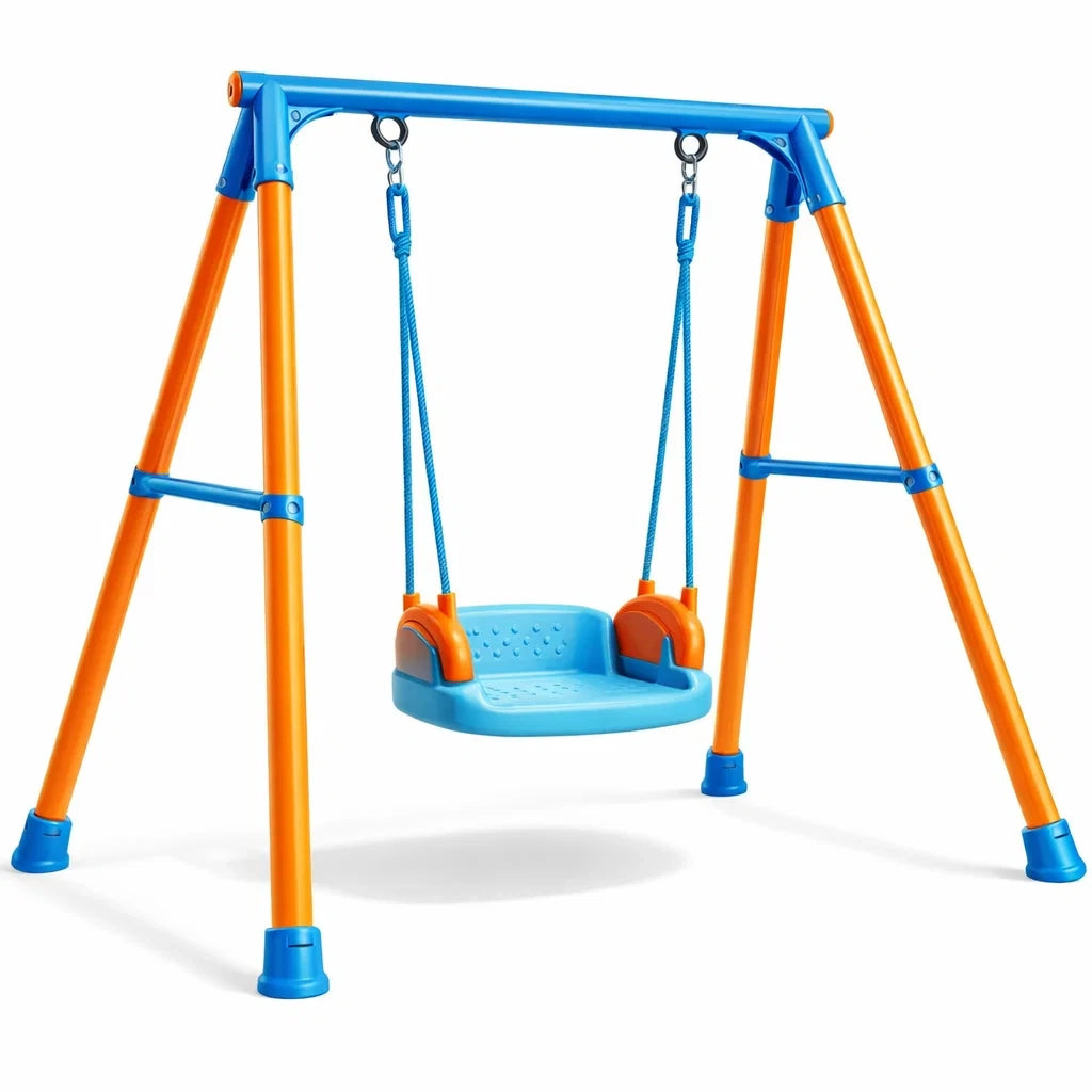 Balançoire pour enfant en métal et plastique orange et bleu - 2026