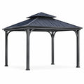 Tonnelle en aluminium avec toit en acier galvanisé noir - 2026