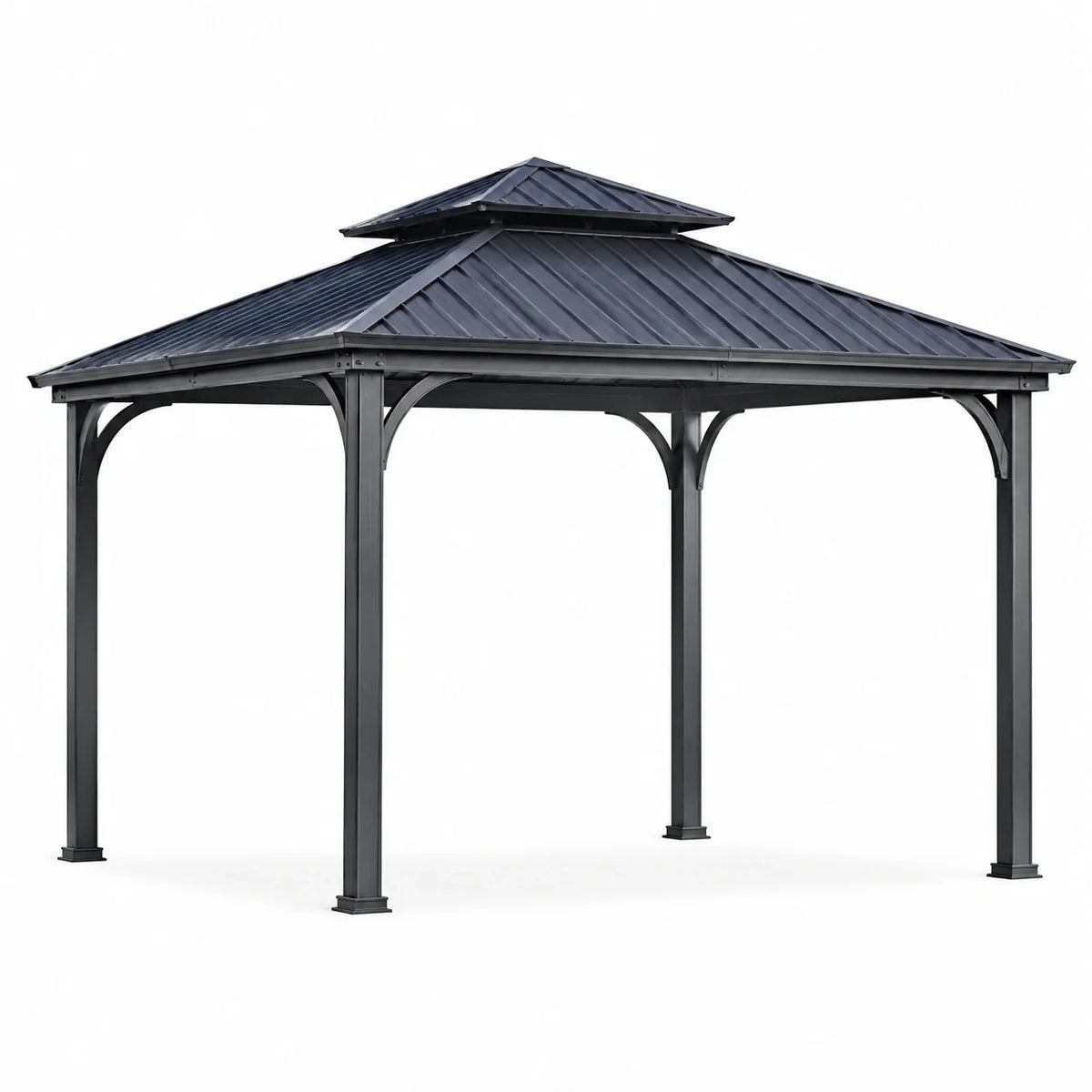 Tonnelle en aluminium avec toit en acier galvanisé noir - 2026