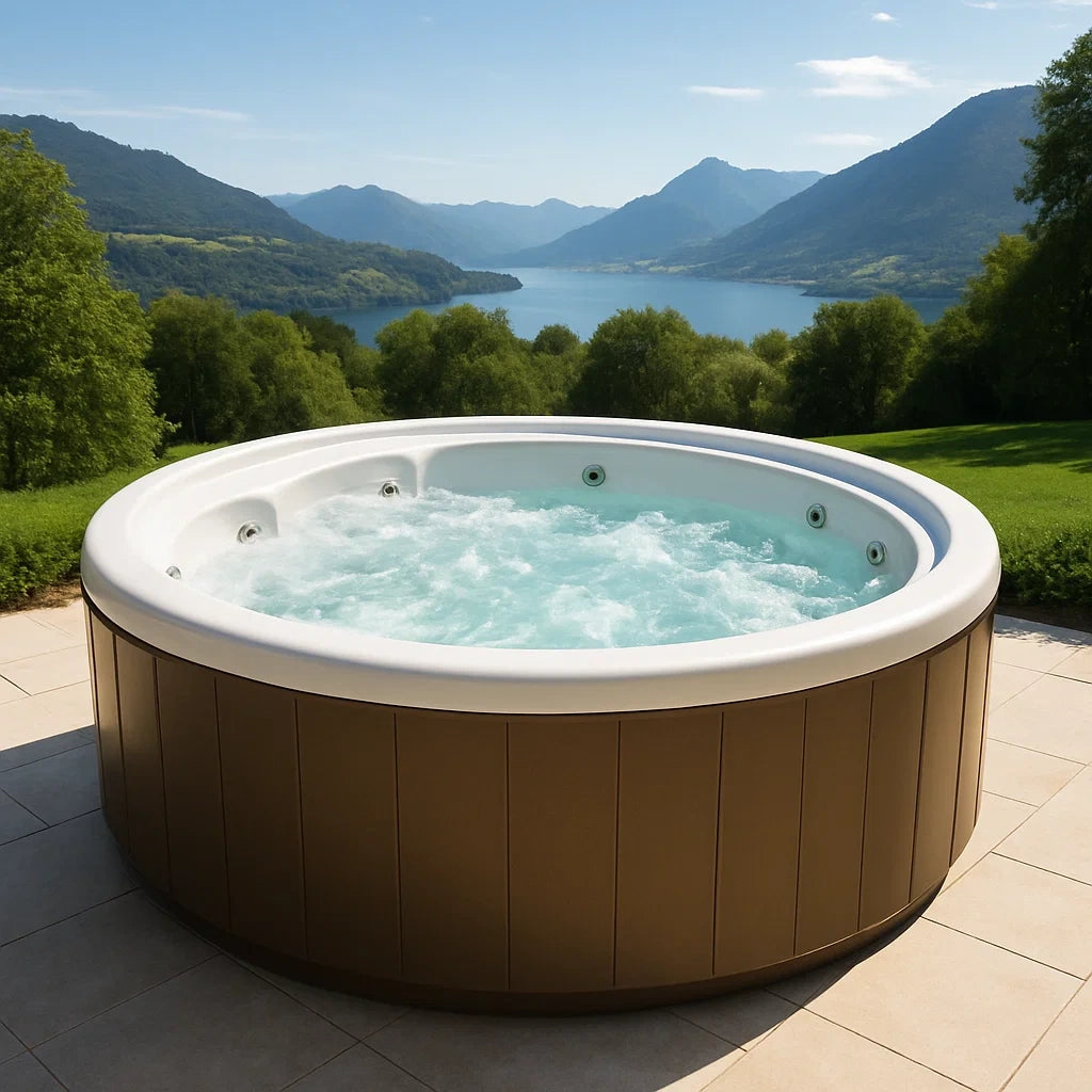 Spa Ronde Extérieur 6 Places Acrylique et PVC Marron - 2026