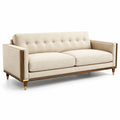Canapé 3 places en tissu beige et bois - 2026