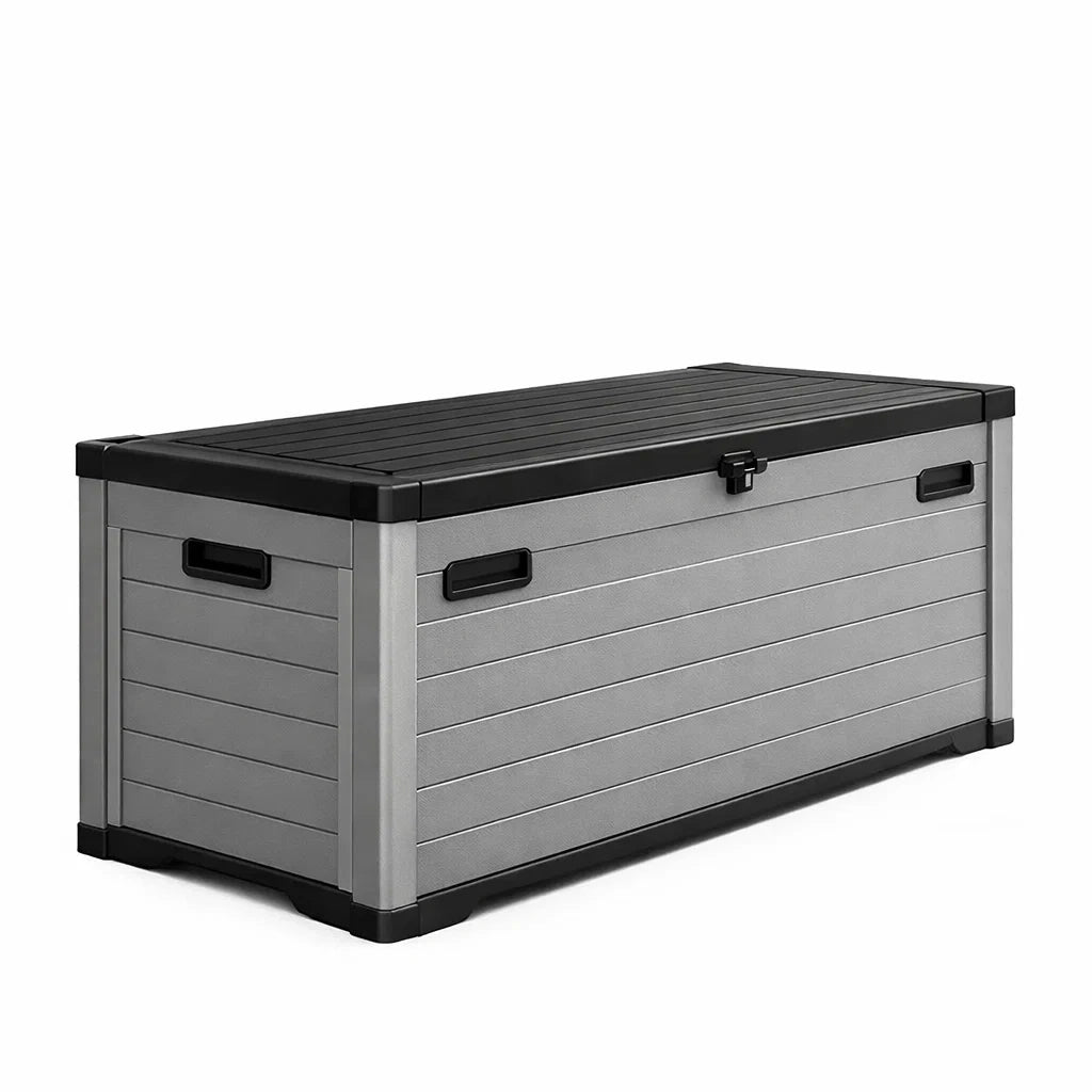Coffre de rangement en plastique polypropylène noir et gris 120 x 45 x 60 cm - 2026