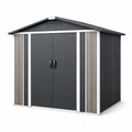 Abri de jardin en composite gris et chêne avec doubles portes - 2026