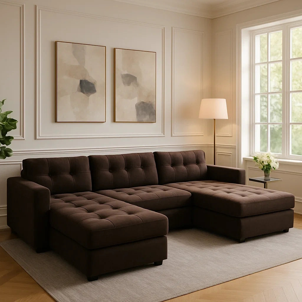 Ensemble de canapé modulable ensemble de canapé modulable 3 places en tissu marron - 2026