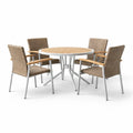 Ensemble table et chaises en aluminium et rotin synthétique - 2026