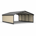 Abri de voiture en métal beige et noir 600x300x200 cm - 2026