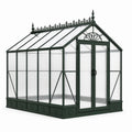 Serre de jardin victorienne en aluminium vert foncé et polycarbonate translucide avec double porte, 257 × 193 × 228 cm - 2026