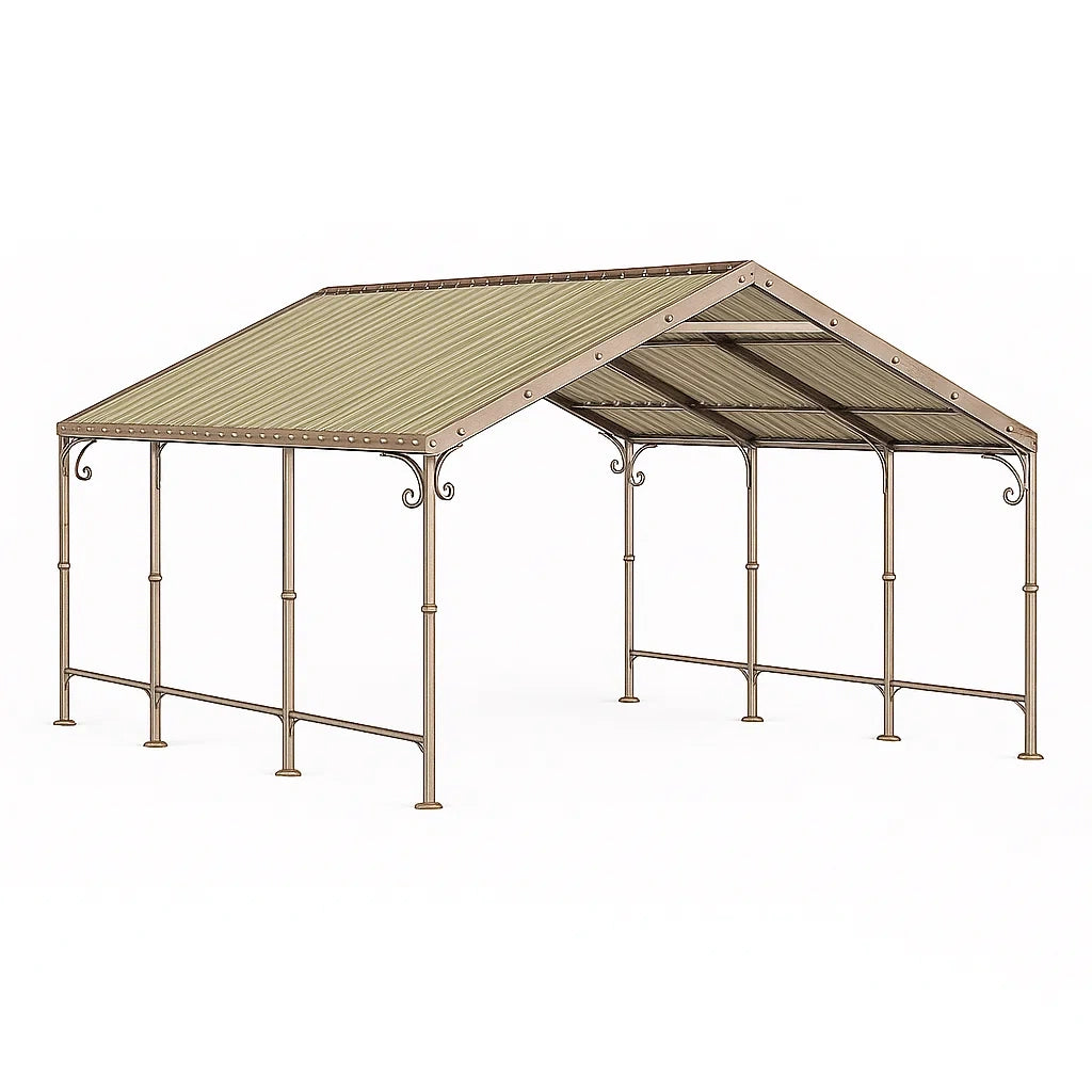 Carport en acier beige 500x300x250 cm - 2026