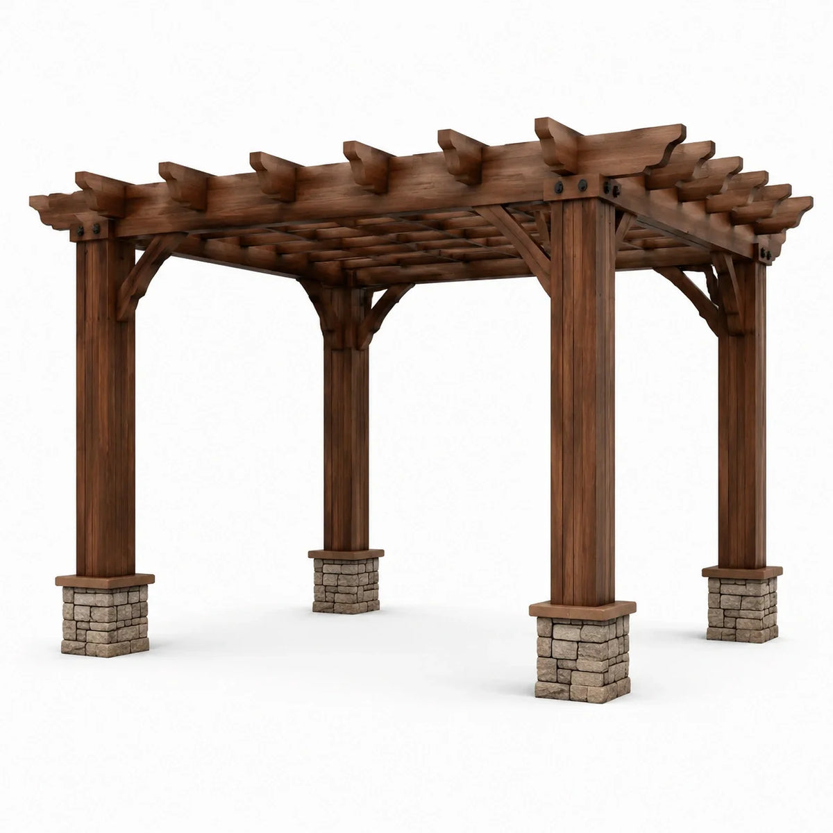 Pergola en Bois Massif avec Colonnes en Pierre - 2026