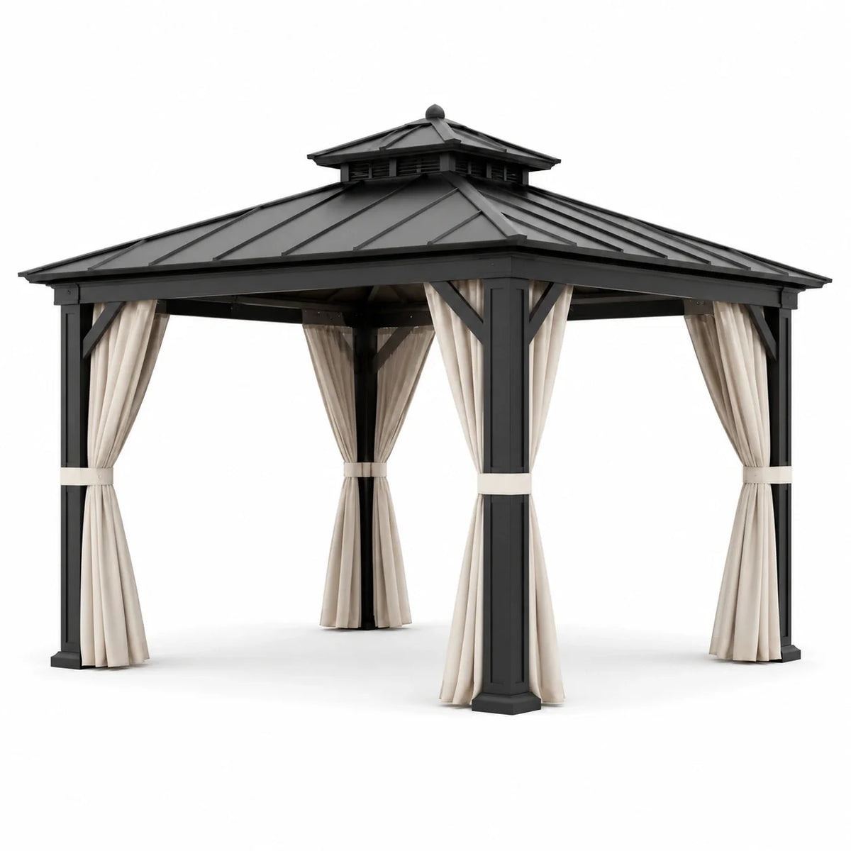 Pavillon en aluminium avec rideaux en polyester, 300x300 cm - 2026