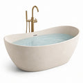 Baignoire îlot ovale en composite blanc avec robinet en laiton - 2026