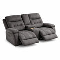 Canapé 2 places inclinable en tissu polyester gris avec porte gobelets - 2026