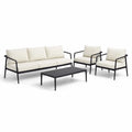 Salon de jardin 4 pièces en aluminium noir avec coussins beige - 2026