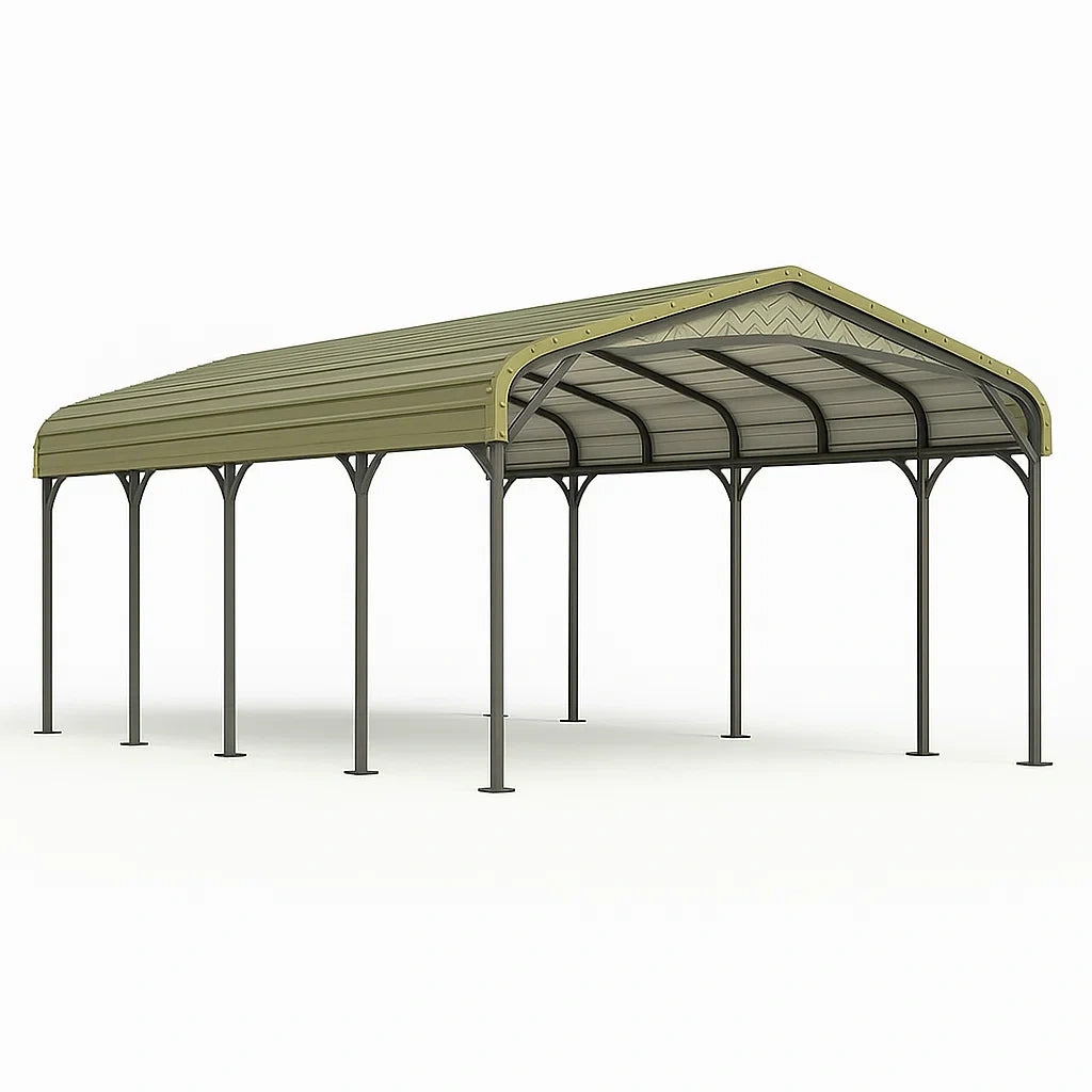Carport en métal et acier vert - 2026