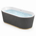 Baignoire îlot acrylique blanc/gris avec base en métal doré - 2026