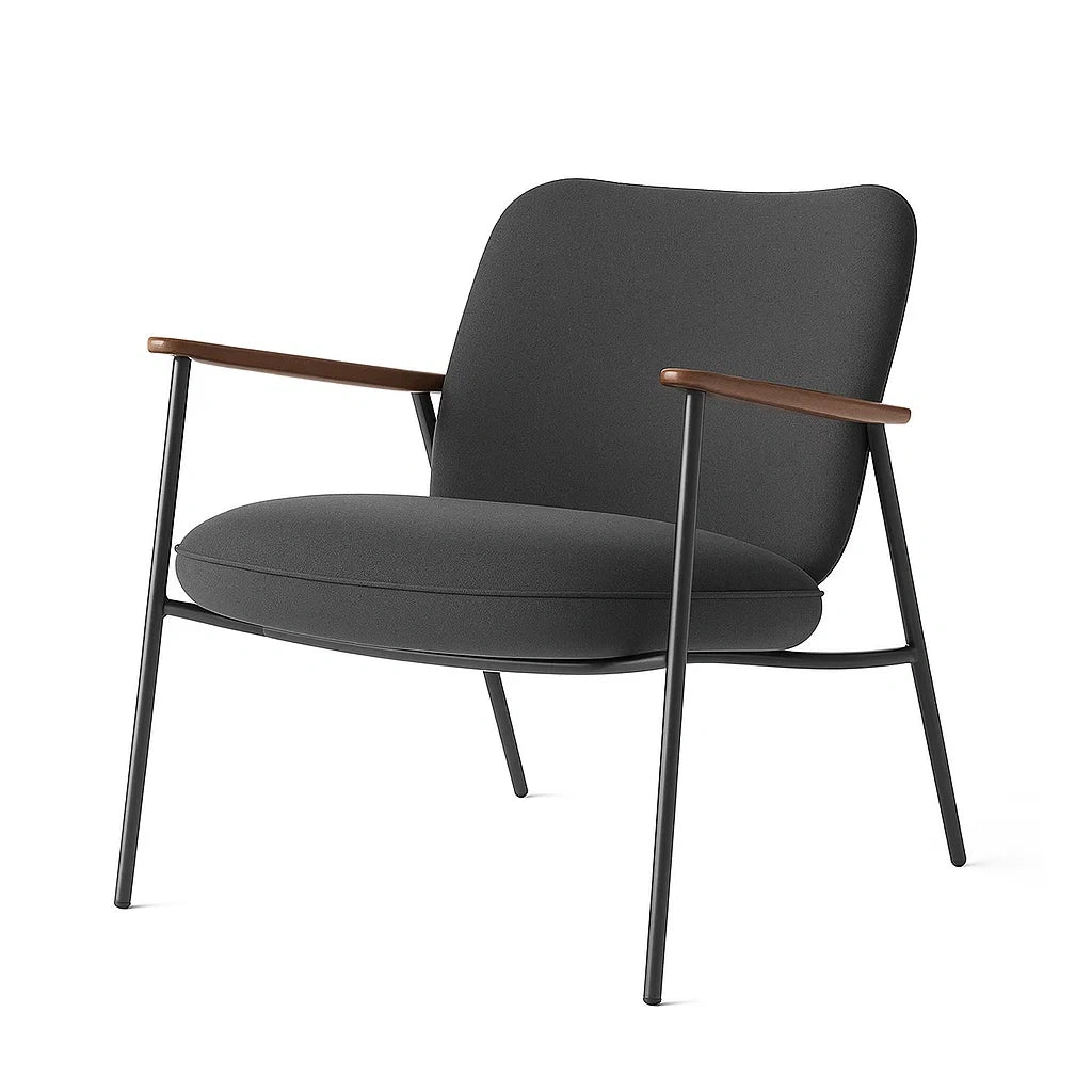 Fauteuil en tissu polyester avec cadre en métal et accoudoirs en bois - 2026