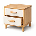 Table de chevet en bois et beige avec 2 tiroirs - 2026