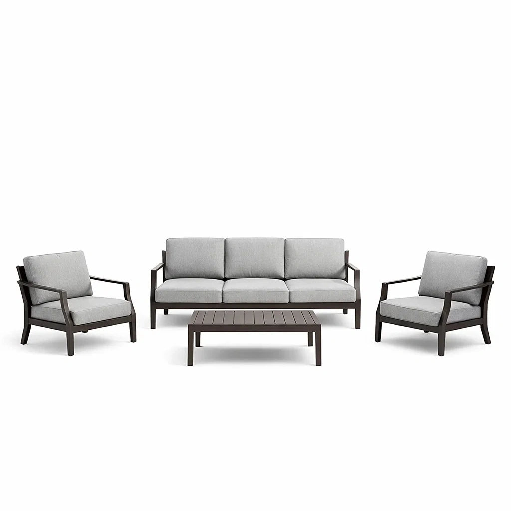 Ensemble de canapés en aluminium et tissu gris - 2026