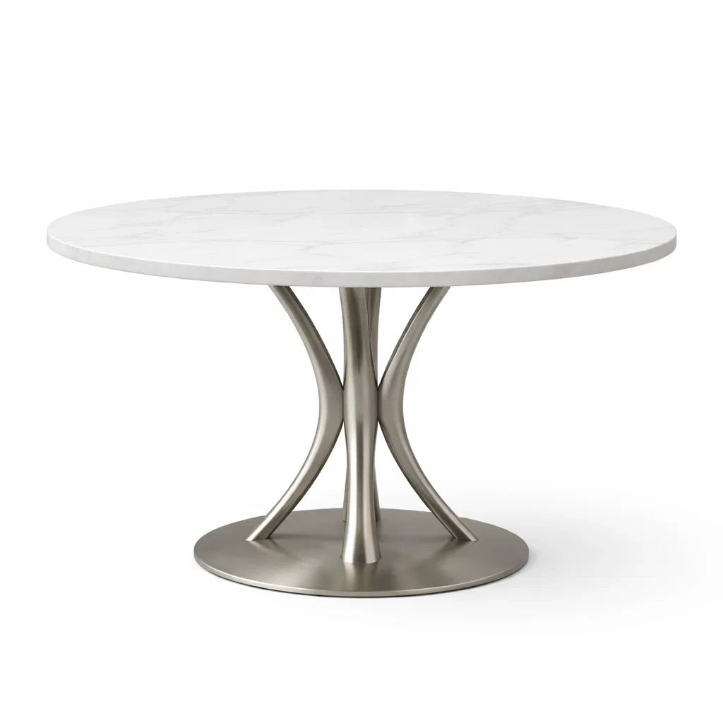 Table en Marbre avec Structure en Acier Inoxydable - 2026