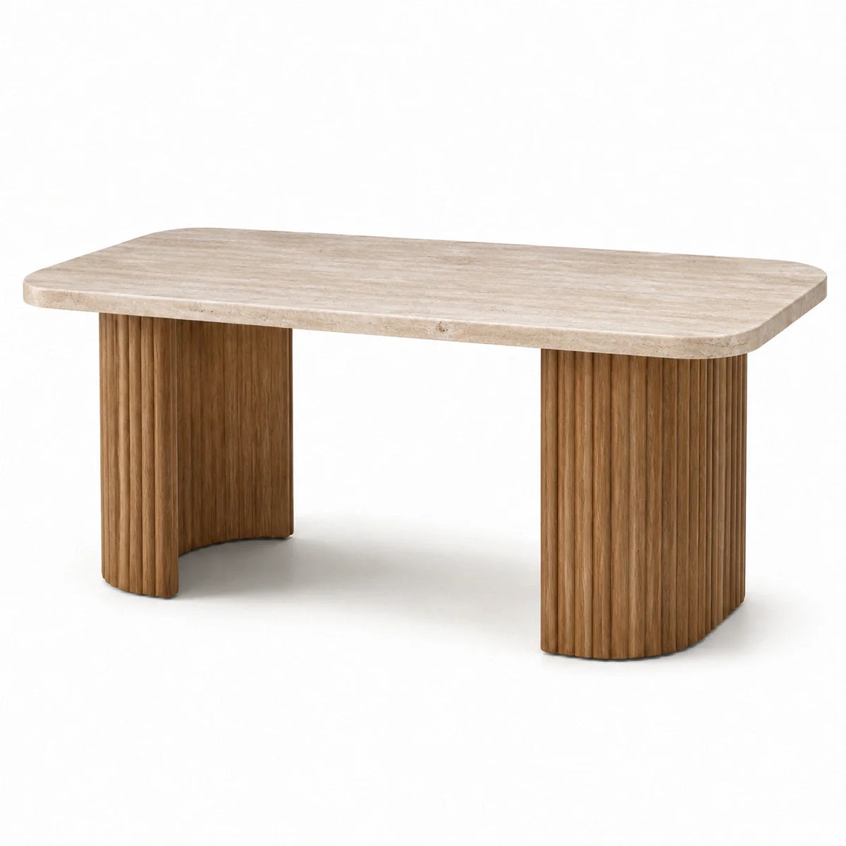 Table rectangulaire en bois et pierre 180x90 cm - 2026