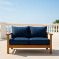 Banquettes d'extérieur canapé extérieur 2 places bois d'acacia tissu polyester bleu 130x75x80 cm - 2026
