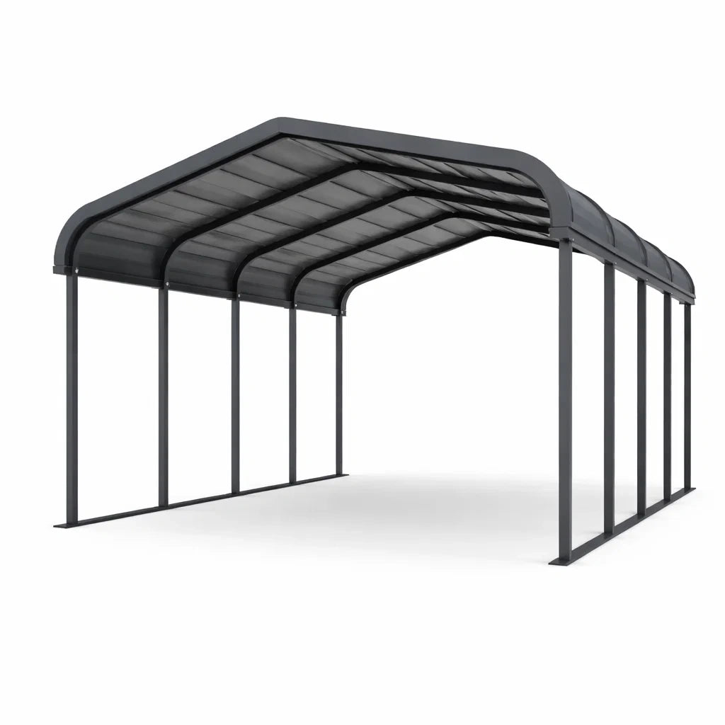 Abri de voiture en métal gris 600x300x300 cm - 2026