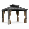 Pavillon de jardin en aluminium avec toit en acier et rideaux en polyester - 2026