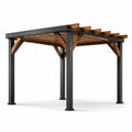 Pergola en aluminium et bois marron/noir 3m x 3m - 2026