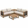 Ensemble de jardin en bois d'acacia avec coussins en polyester beige - 2026