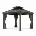 Pavillon de jardin en métal avec toit à deux niveaux 300x300 cm gris - 2026